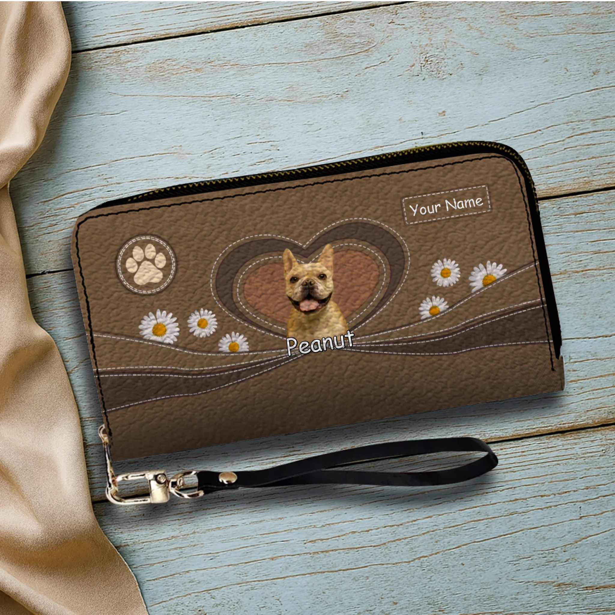Personalized Dog Photo Leather Wallet – Custom Pet Portrait with Name - 89Prints