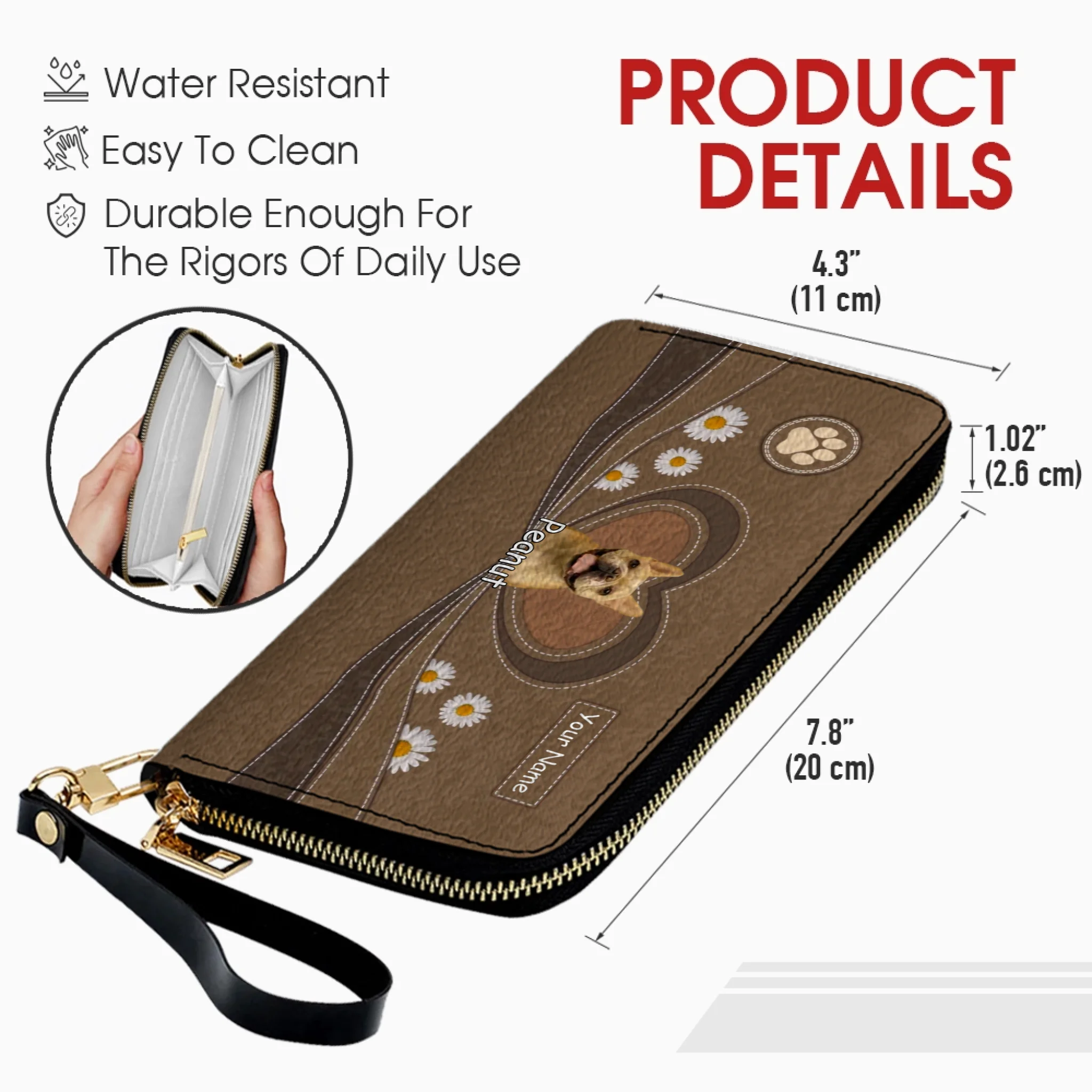 Personalized Dog Photo Leather Wallet – Custom Pet Portrait with Name - 89Prints