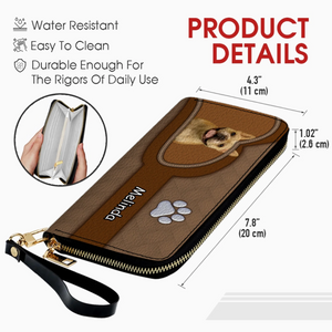 Handcrafted Personalized Dog Image Wallet - Custom Name Pet Keepsake Leather Clutch - 89Prints