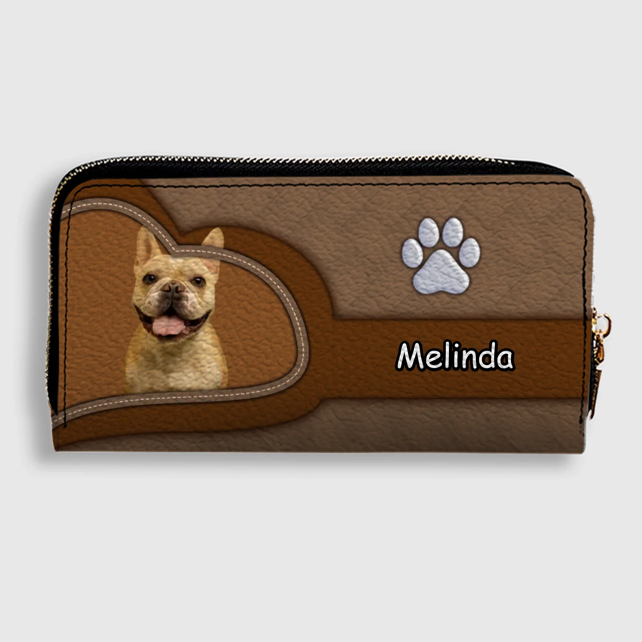 Handcrafted Personalized Dog Image Wallet - Custom Name Pet Keepsake Leather Clutch - 89Prints