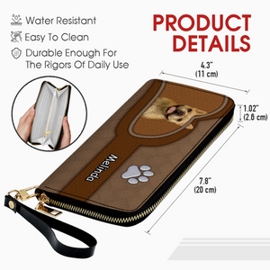 Handcrafted Personalized Dog Image Wallet - Custom Name Pet Keepsake Leather Clutch - 89Prints