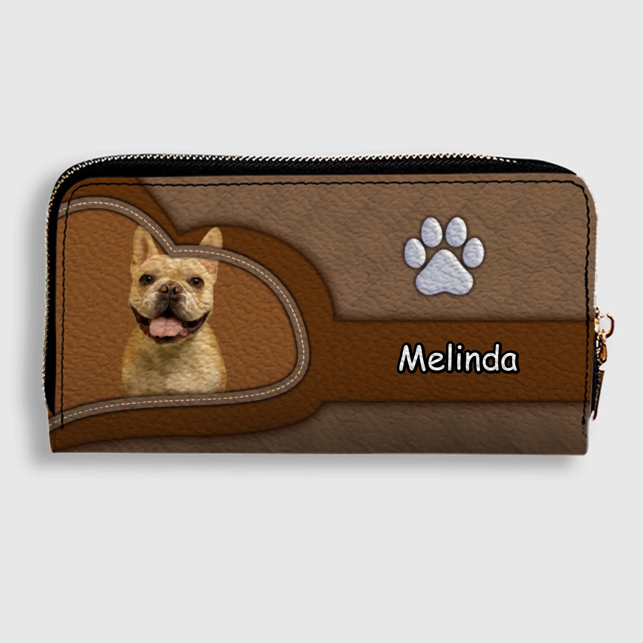 Handcrafted Personalized Dog Image Wallet - Custom Name Pet Keepsake Leather Clutch - 89Prints