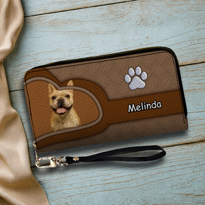 Handcrafted Personalized Dog Image Wallet - Custom Name Pet Keepsake Leather Clutch - 89Prints