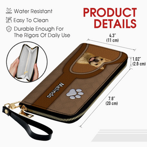 Handcrafted Personalized Dog Image Wallet - Custom Name Pet Keepsake Leather Clutch - 89Prints