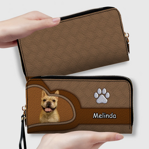 Handcrafted Personalized Dog Image Wallet - Custom Name Pet Keepsake Leather Clutch - 89Prints