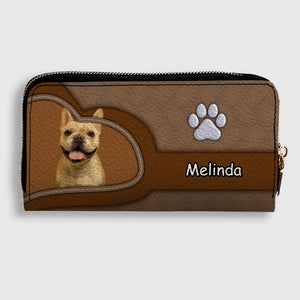 Handcrafted Personalized Dog Image Wallet - Custom Name Pet Keepsake Leather Clutch - 89Prints