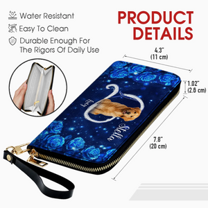 Chic Personalized Dog Portrait Wallet - Bespoke Photo & Name Leather Zip Clutch - 89Prints