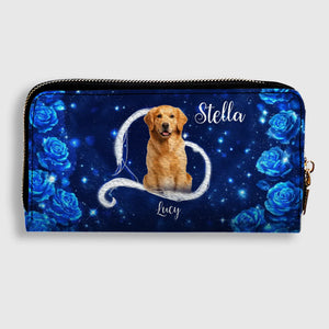 Chic Personalized Dog Portrait Wallet - Bespoke Photo & Name Leather Zip Clutch - 89Prints