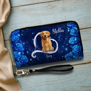 Chic Personalized Dog Portrait Wallet - Bespoke Photo & Name Leather Zip Clutch - 89Prints