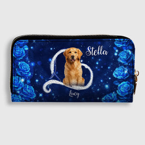 Chic Personalized Dog Portrait Wallet - Bespoke Photo & Name Leather Zip Clutch - 89Prints