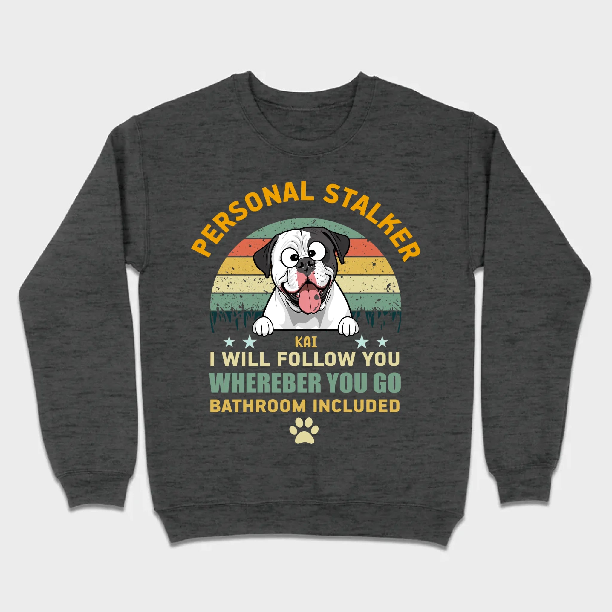 Custom American Bulldog Basic Tee - Personal Stalker Dog Personalized T-Shirts - 89Prints