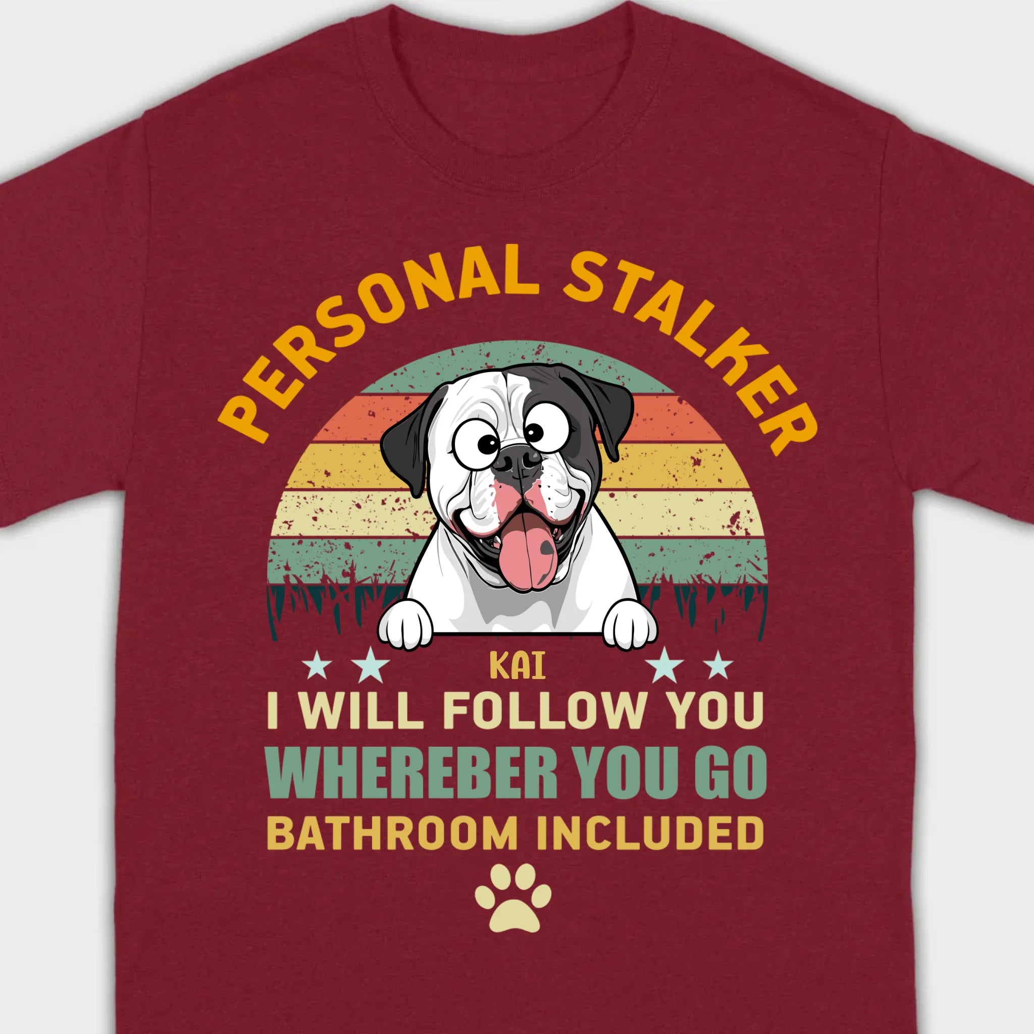 Custom American Bulldog Basic Tee - Personal Stalker Dog Personalized T-Shirts - 89Prints