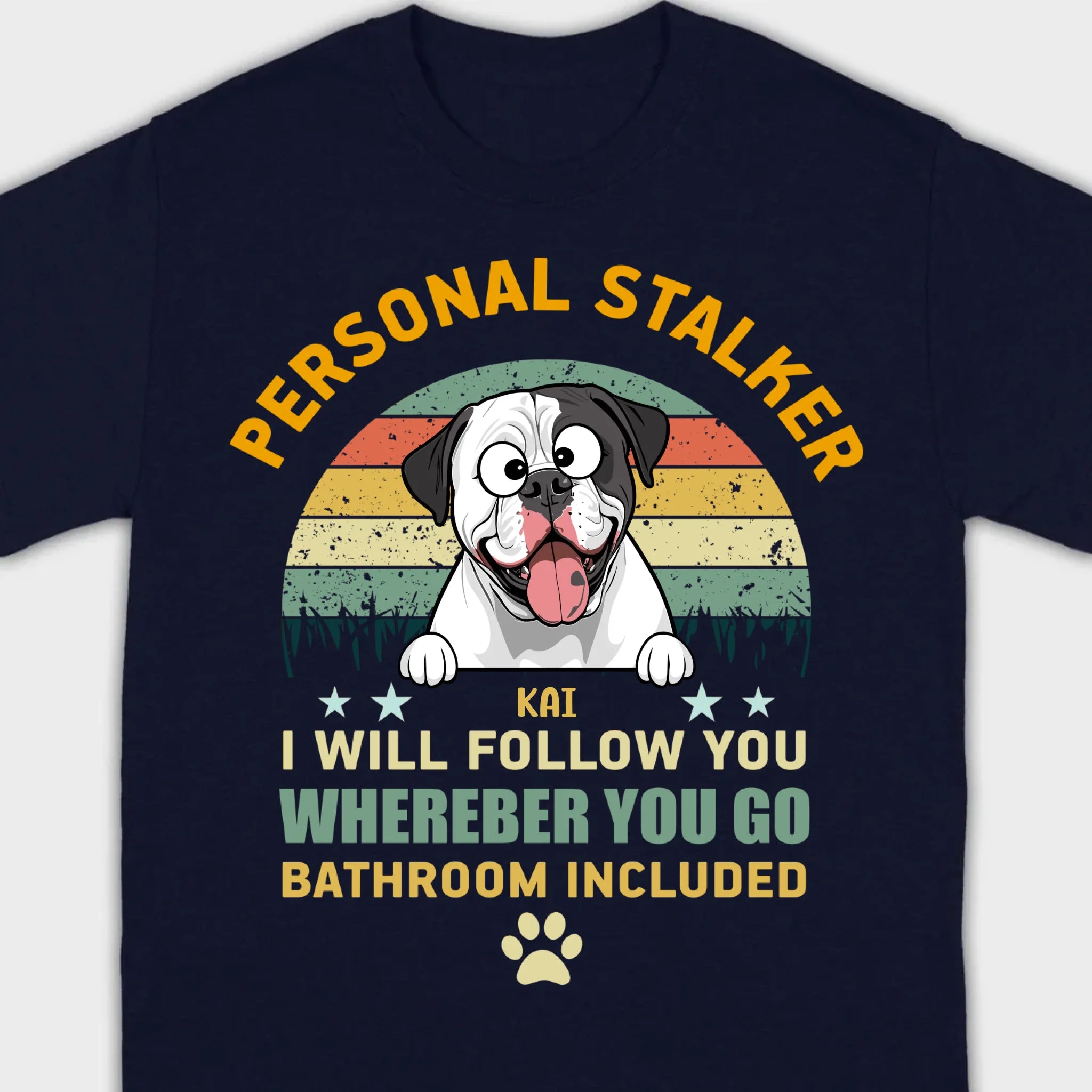 Custom American Bulldog Basic Tee - Personal Stalker Dog Personalized T-Shirts - 89Prints