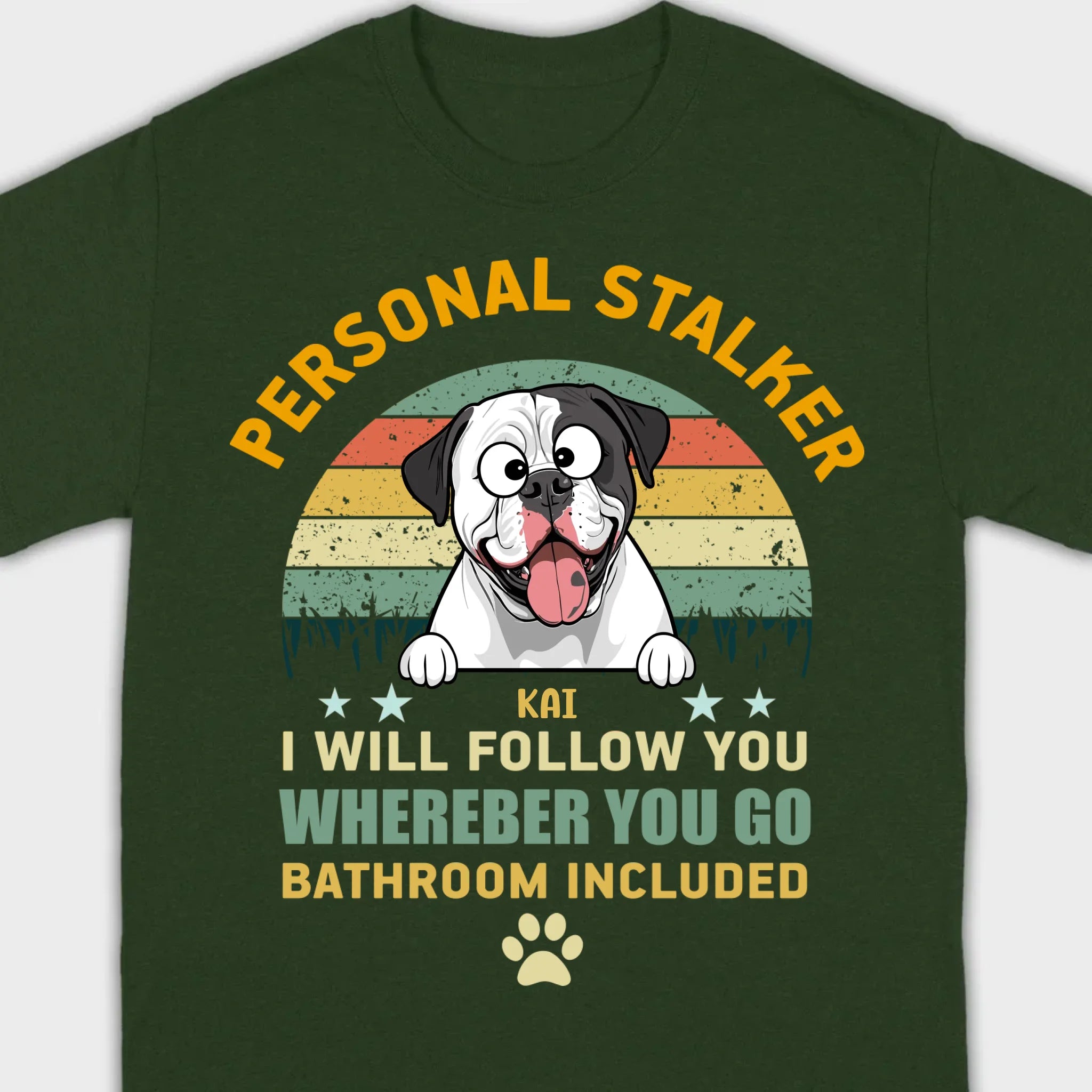 Custom American Bulldog Basic Tee - Personal Stalker Dog Personalized T-Shirts - 89Prints