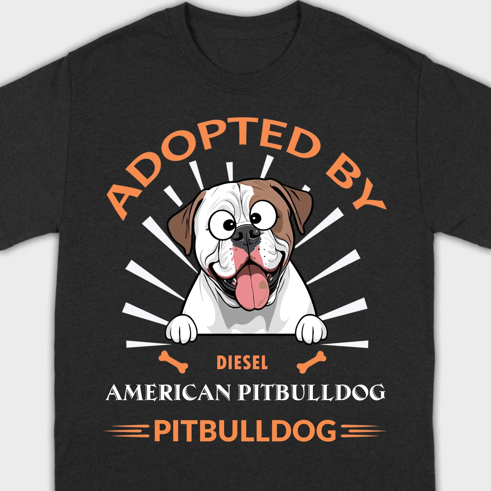 Custom American Bulldog Basic Tee: Adopted By Bull Dog Personalized T-Shirts - 89Prints