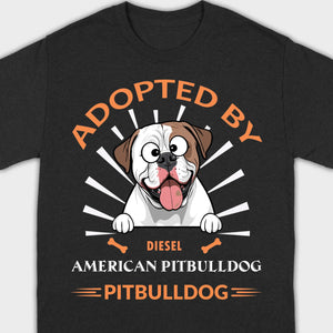 Custom American Bulldog Basic Tee: Adopted By Bull Dog Personalized T-Shirts - 89Prints