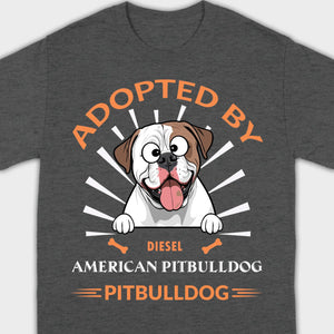 Custom American Bulldog Basic Tee: Adopted By Bull Dog Personalized T-Shirts - 89Prints