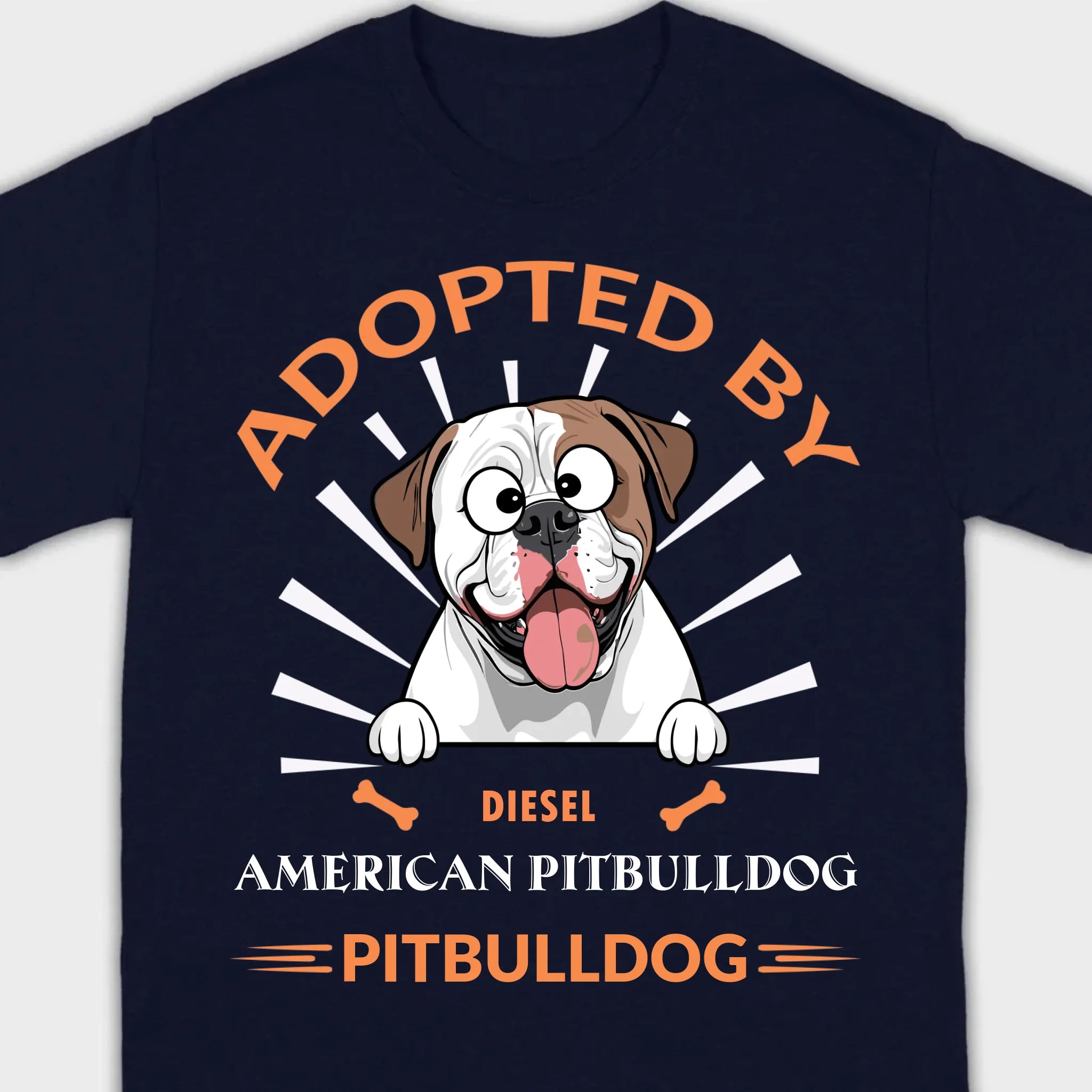 Custom American Bulldog Basic Tee: Adopted By Bull Dog Personalized T-Shirts - 89Prints