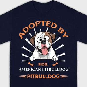 Custom American Bulldog Basic Tee: Adopted By Bull Dog Personalized T-Shirts - 89Prints