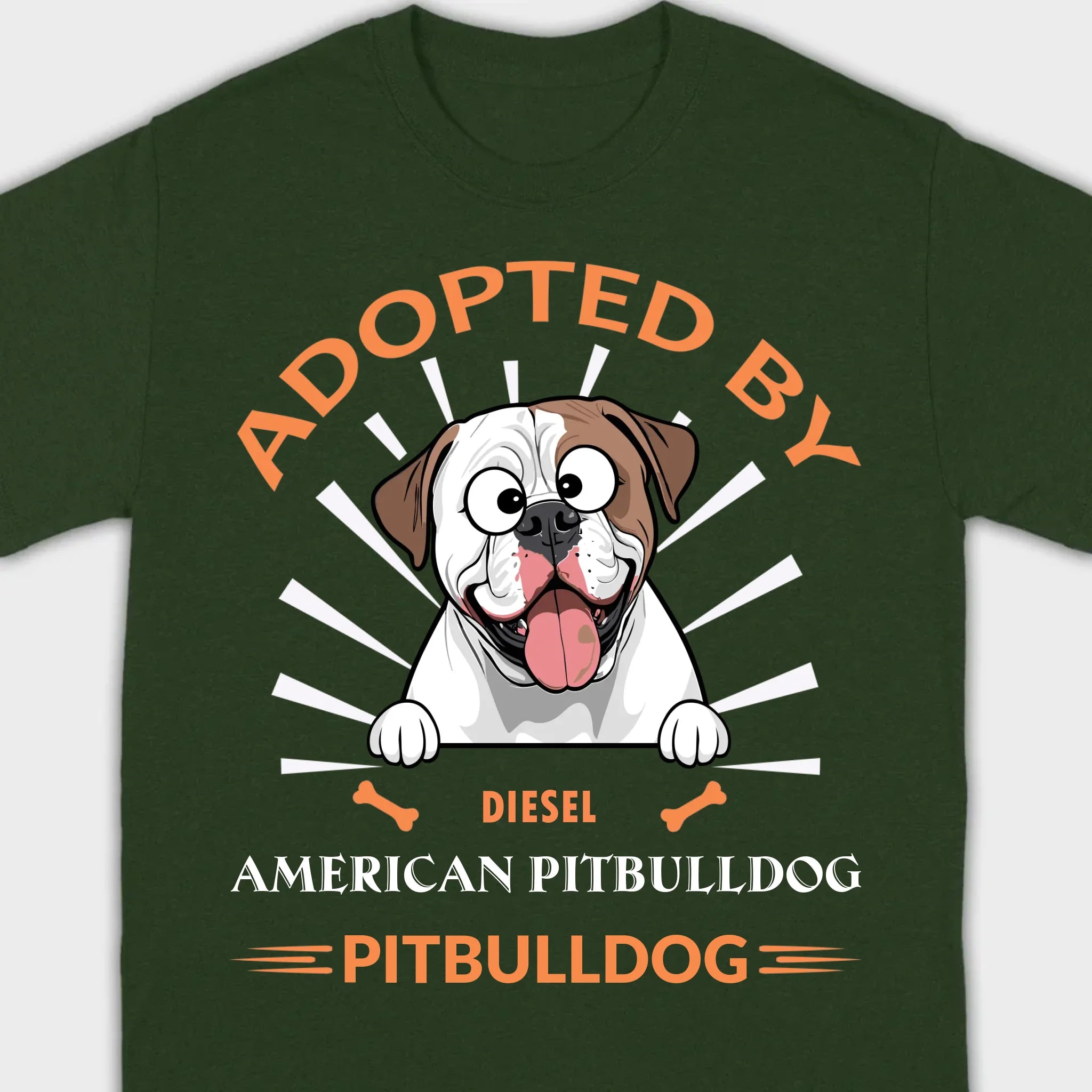 Custom American Bulldog Basic Tee: Adopted By Bull Dog Personalized T-Shirts - 89Prints