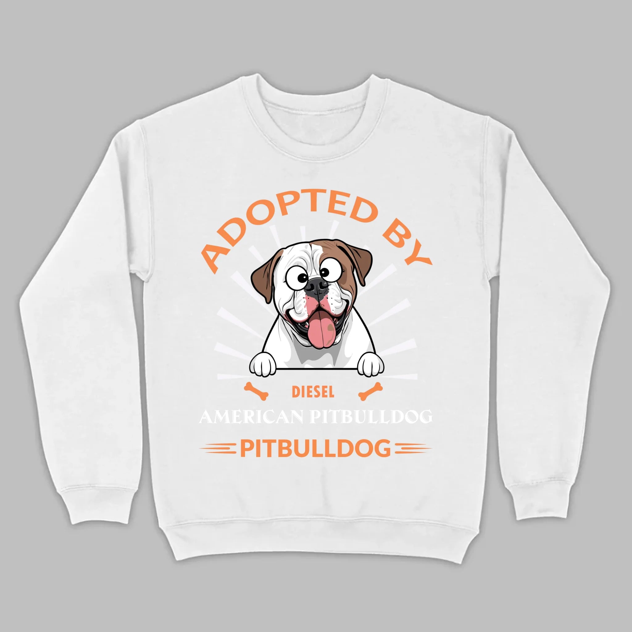Custom American Bulldog Basic Tee: Adopted By Bull Dog Personalized T-Shirts - 89Prints