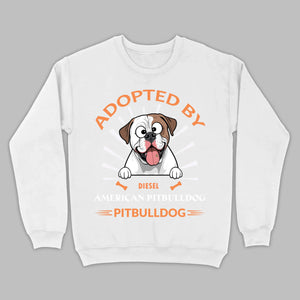 Custom American Bulldog Basic Tee: Adopted By Bull Dog Personalized T-Shirts - 89Prints