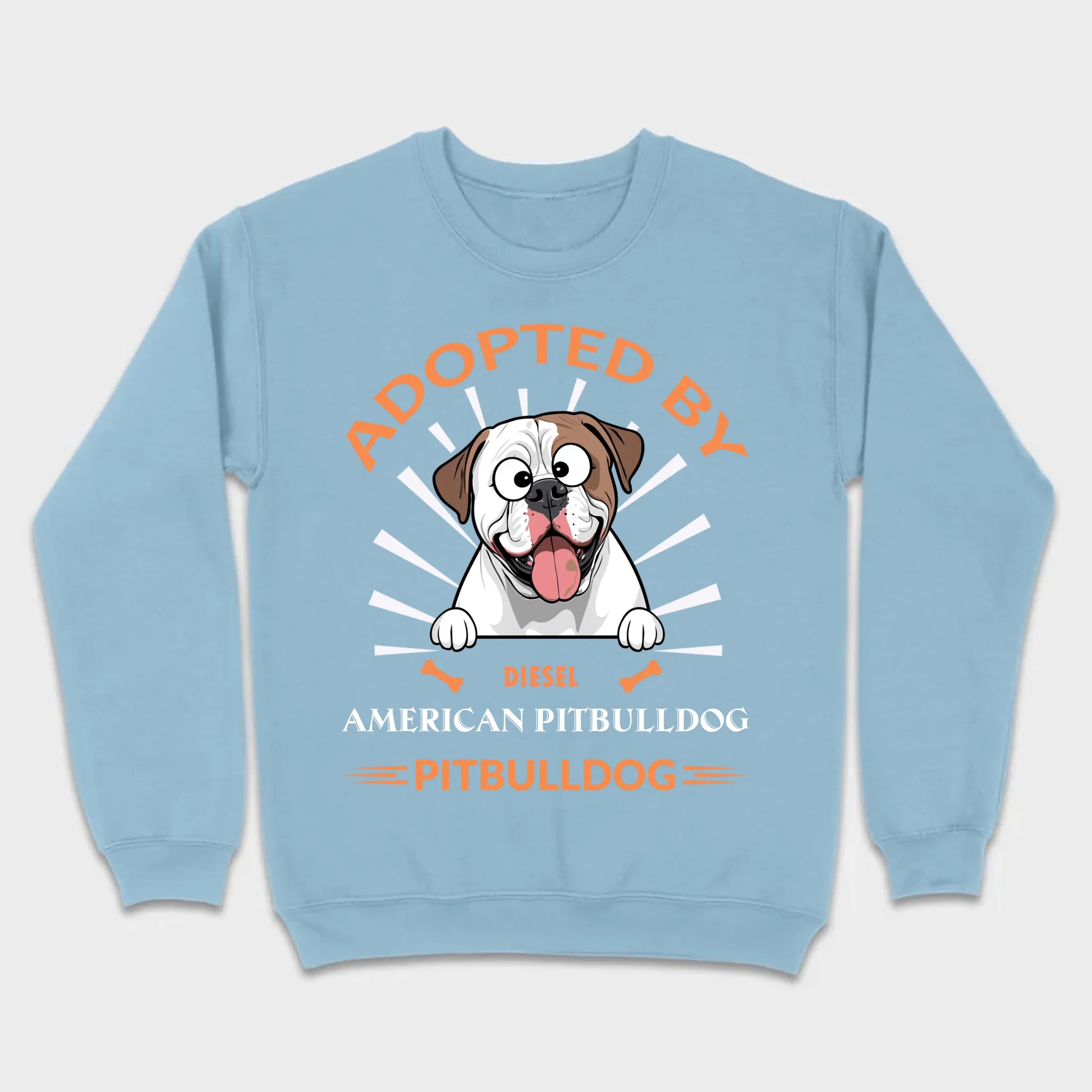 Custom American Bulldog Basic Tee: Adopted By Bull Dog Personalized T-Shirts - 89Prints