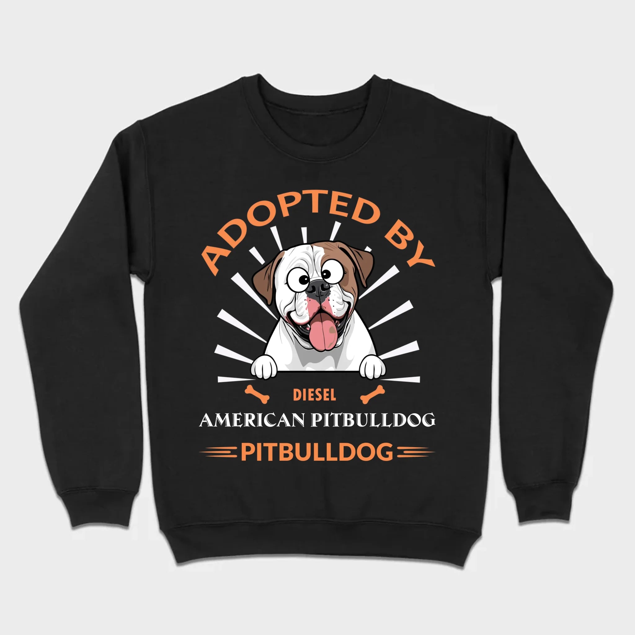 Custom American Bulldog Basic Tee: Adopted By Bull Dog Personalized T-Shirts - 89Prints