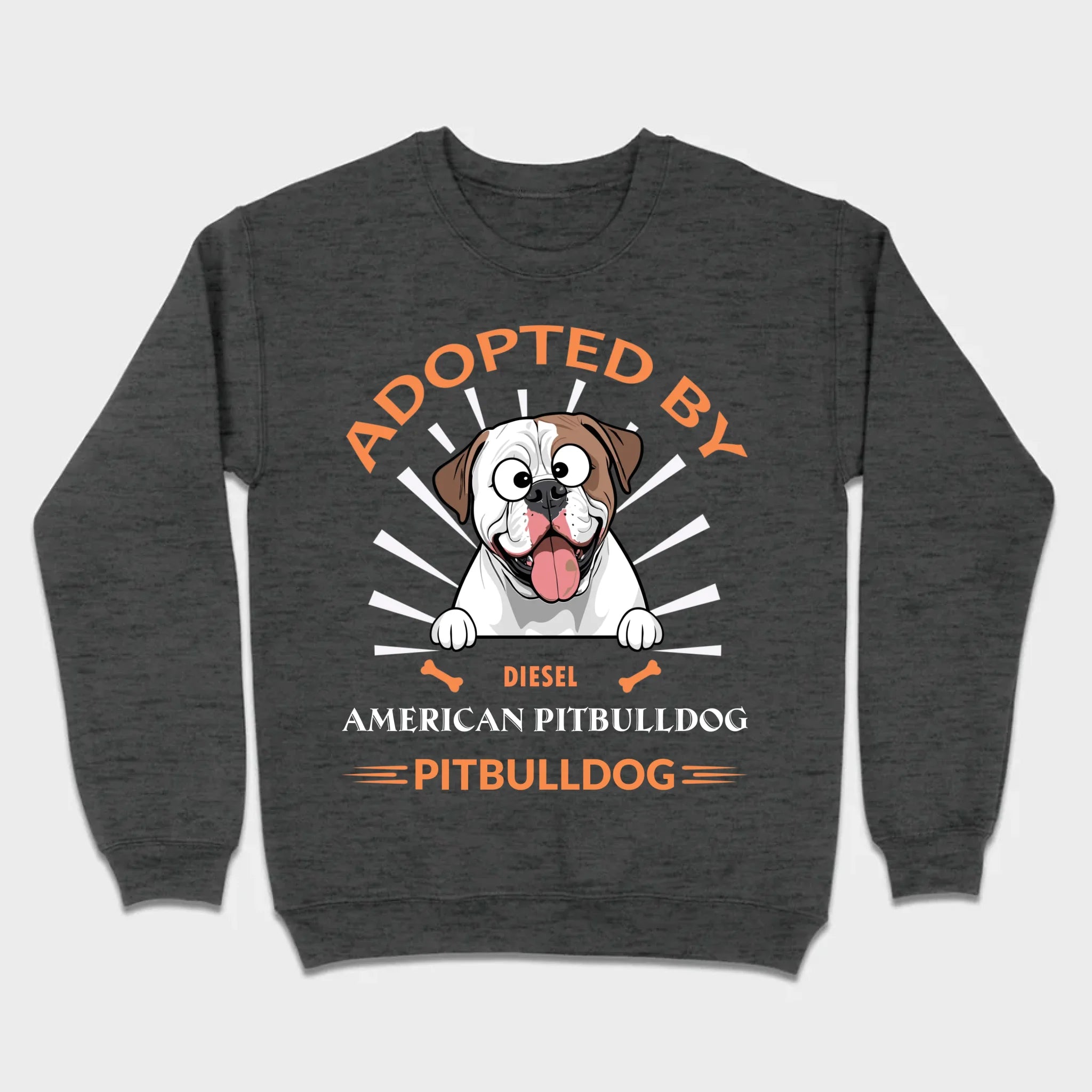 Custom American Bulldog Basic Tee: Adopted By Bull Dog Personalized T-Shirts - 89Prints