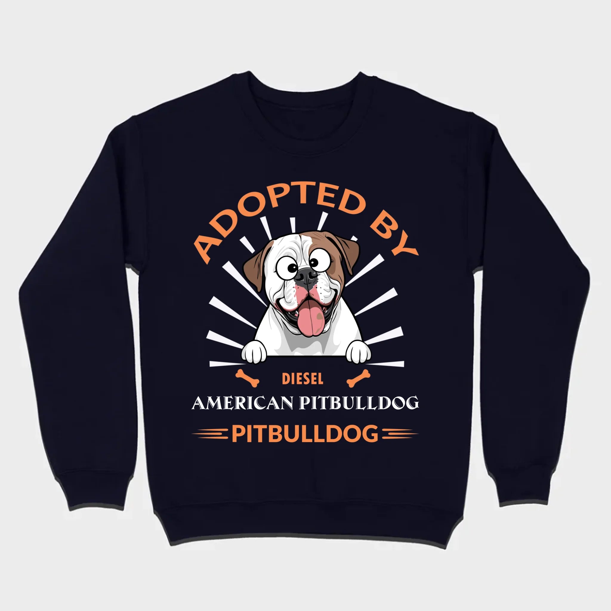 Custom American Bulldog Basic Tee: Adopted By Bull Dog Personalized T-Shirts - 89Prints