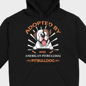 Custom American Bulldog Basic Tee: Adopted By Bull Dog Personalized T-Shirts - 89Prints