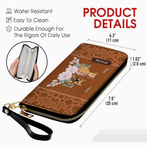 Custom Pet Portrait Wallet - Floral Design with Dog Names - 89Prints