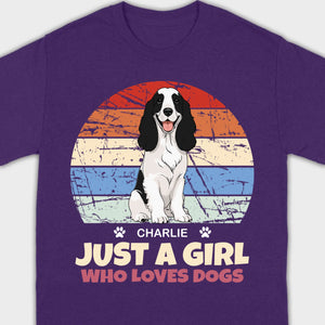 Custom American Cocker Spaniel Basic Tee - Just A Girl Who Loves Dogs Vintage Sun Retro Shirt - 89Prints