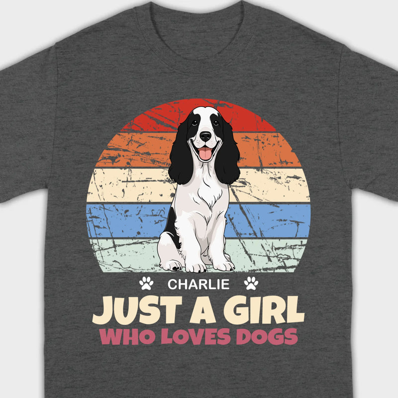 Custom American Cocker Spaniel Basic Tee - Just A Girl Who Loves Dogs Vintage Sun Retro Shirt - 89Prints