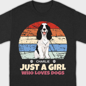 Custom American Cocker Spaniel Basic Tee - Just A Girl Who Loves Dogs Vintage Sun Retro Shirt - 89Prints