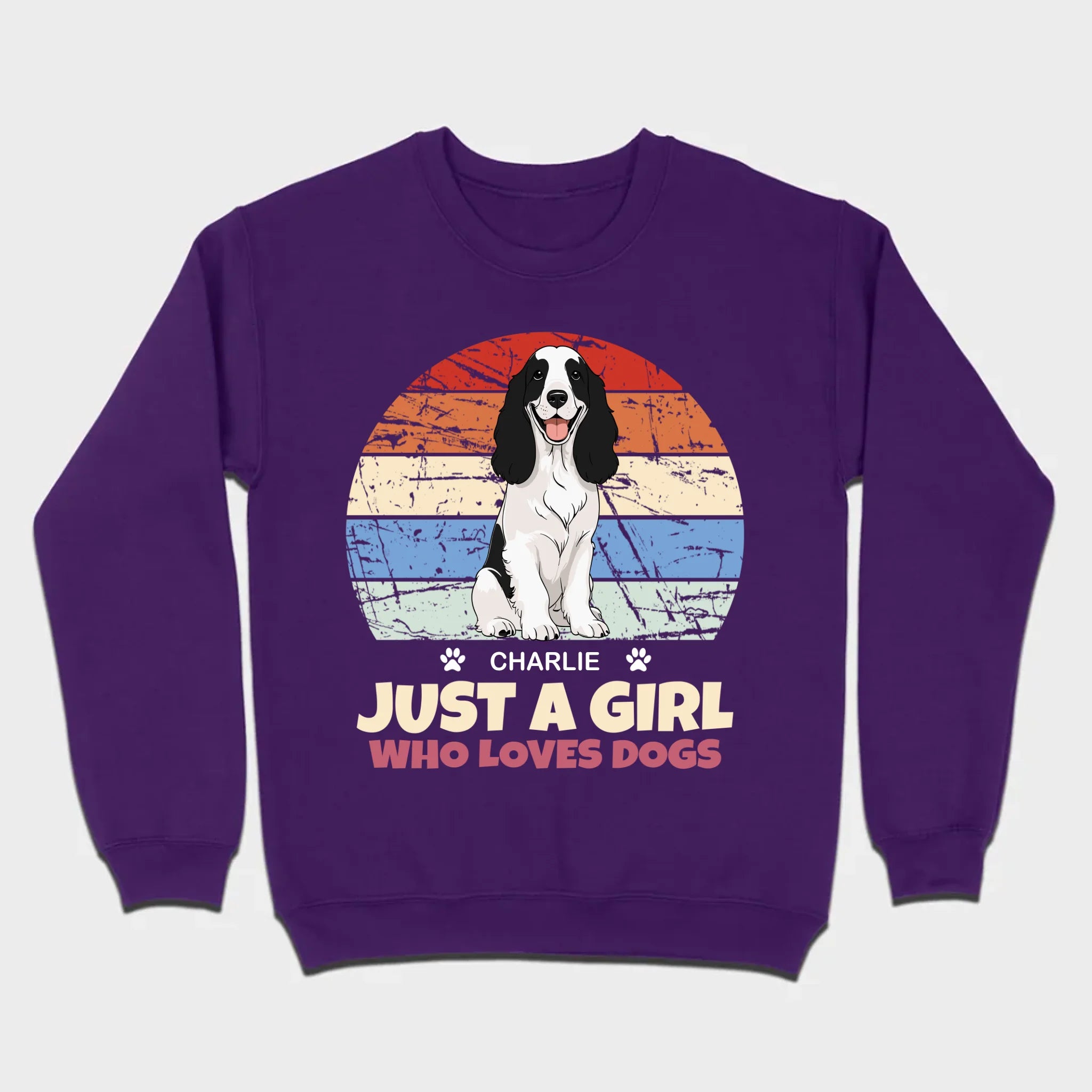 Custom American Cocker Spaniel Basic Tee - Just A Girl Who Loves Dogs Vintage Sun Retro Shirt - 89Prints