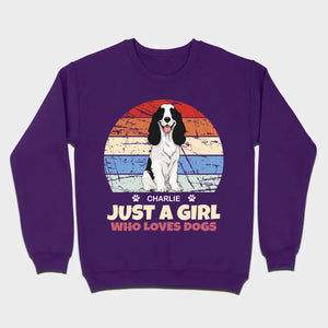 Custom American Cocker Spaniel Basic Tee - Just A Girl Who Loves Dogs Vintage Sun Retro Shirt - 89Prints