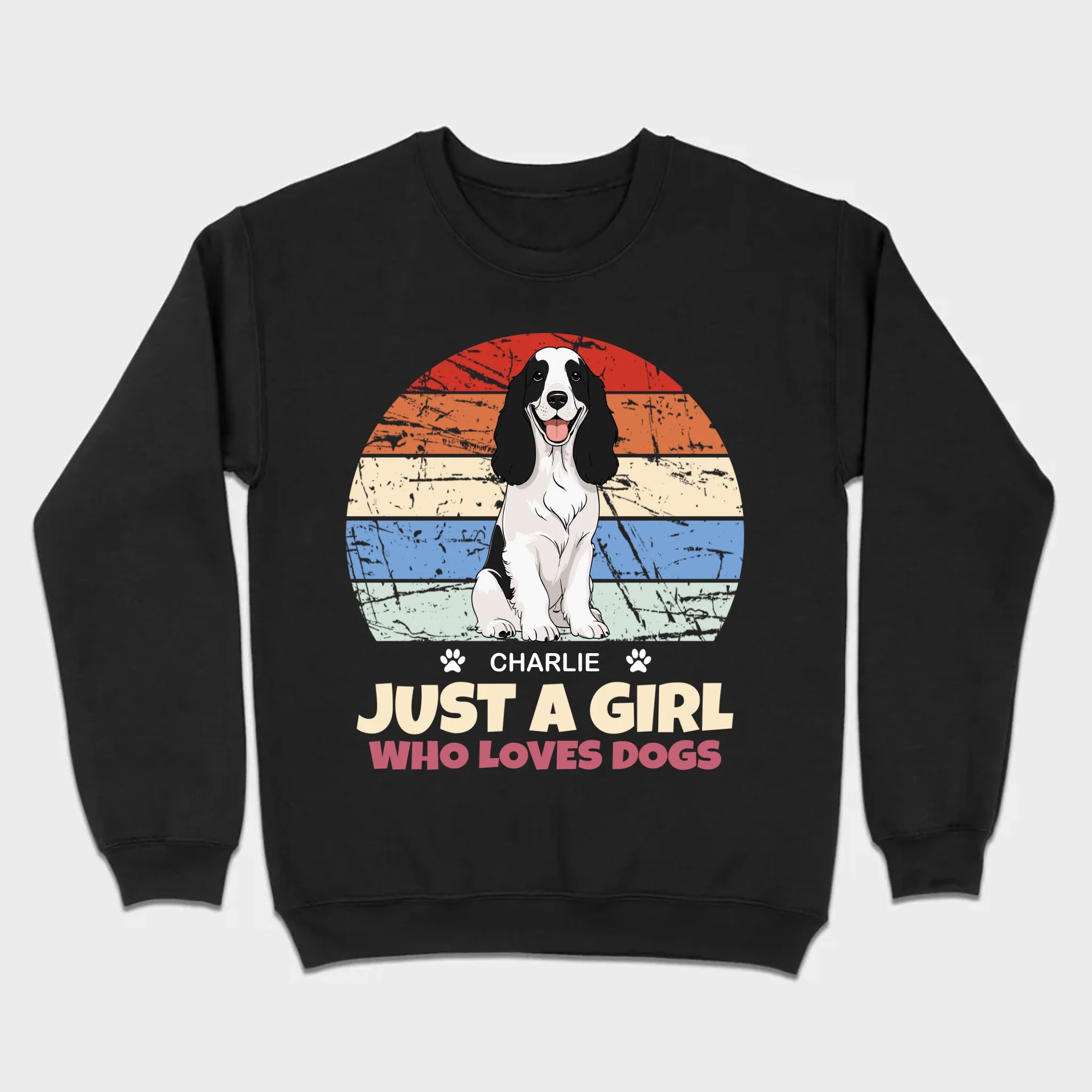 Custom American Cocker Spaniel Basic Tee - Just A Girl Who Loves Dogs Vintage Sun Retro Shirt - 89Prints