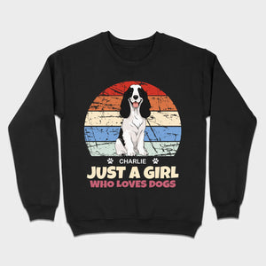 Custom American Cocker Spaniel Basic Tee - Just A Girl Who Loves Dogs Vintage Sun Retro Shirt - 89Prints