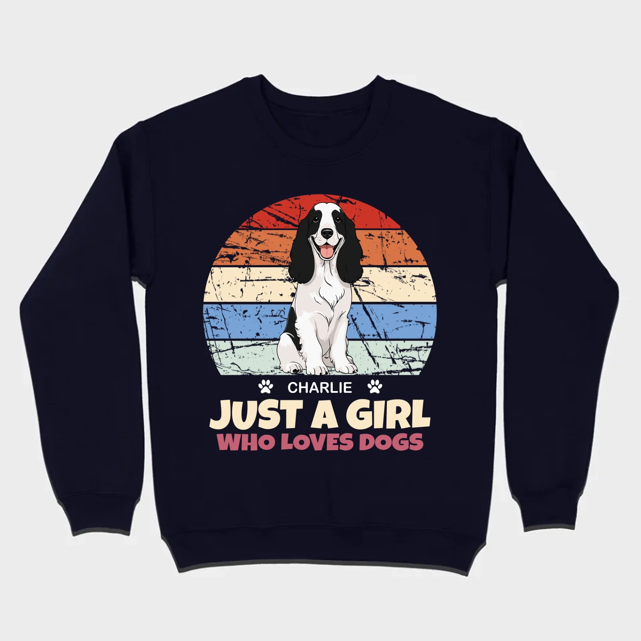 Custom American Cocker Spaniel Basic Tee - Just A Girl Who Loves Dogs Vintage Sun Retro Shirt - 89Prints