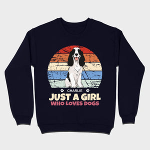 Custom American Cocker Spaniel Basic Tee - Just A Girl Who Loves Dogs Vintage Sun Retro Shirt - 89Prints