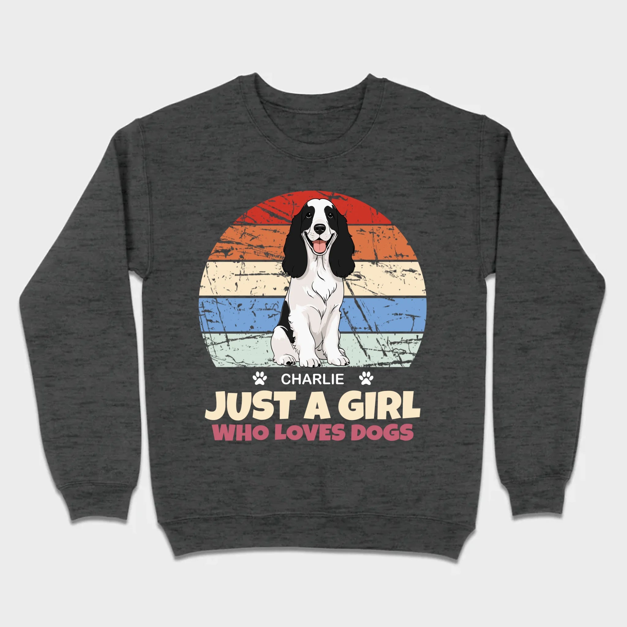 Custom American Cocker Spaniel Basic Tee - Just A Girl Who Loves Dogs Vintage Sun Retro Shirt - 89Prints