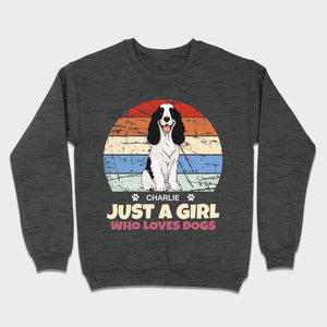 Custom American Cocker Spaniel Basic Tee - Just A Girl Who Loves Dogs Vintage Sun Retro Shirt - 89Prints