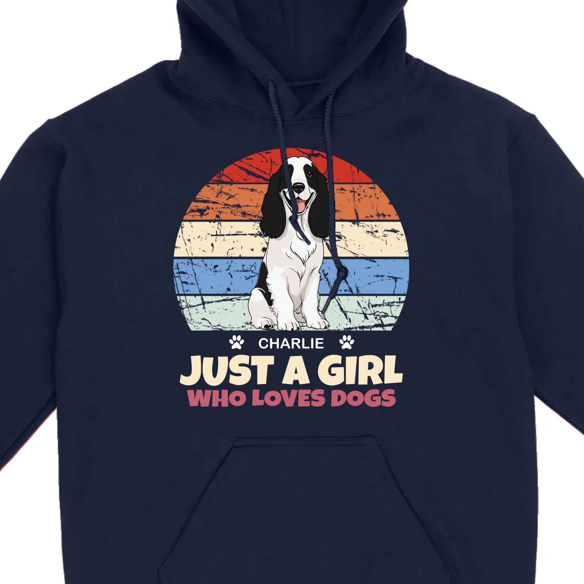 Custom American Cocker Spaniel Basic Tee - Just A Girl Who Loves Dogs Vintage Sun Retro Shirt - 89Prints