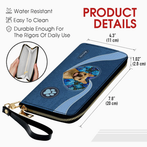 Custom Dog Picture Wallet - Floral Heart Design With Name & Paw Print - 89Prints