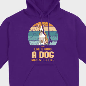 Custom Bull Terrier Basic Tee - Life Is Good A Dog Makes It Better - 89Prints