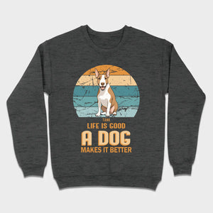 Custom Bull Terrier Basic Tee - Life Is Good A Dog Makes It Better - 89Prints