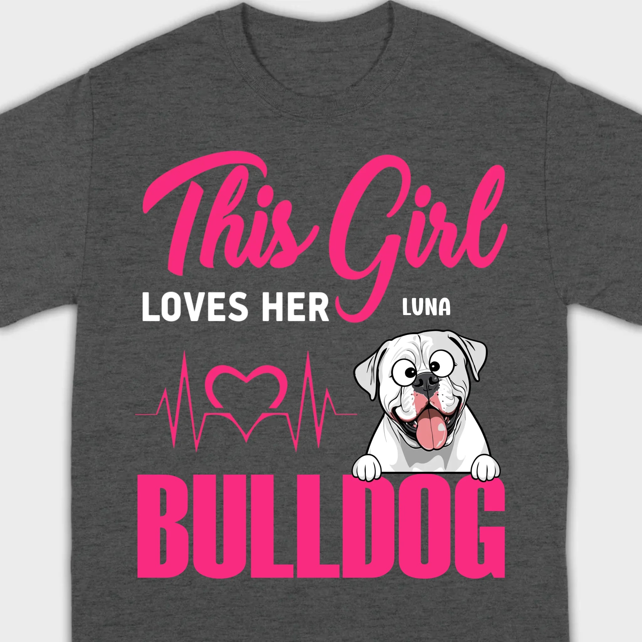 Personalized American Bulldog Basic Tee - Custom Pet Name T-Shirts 