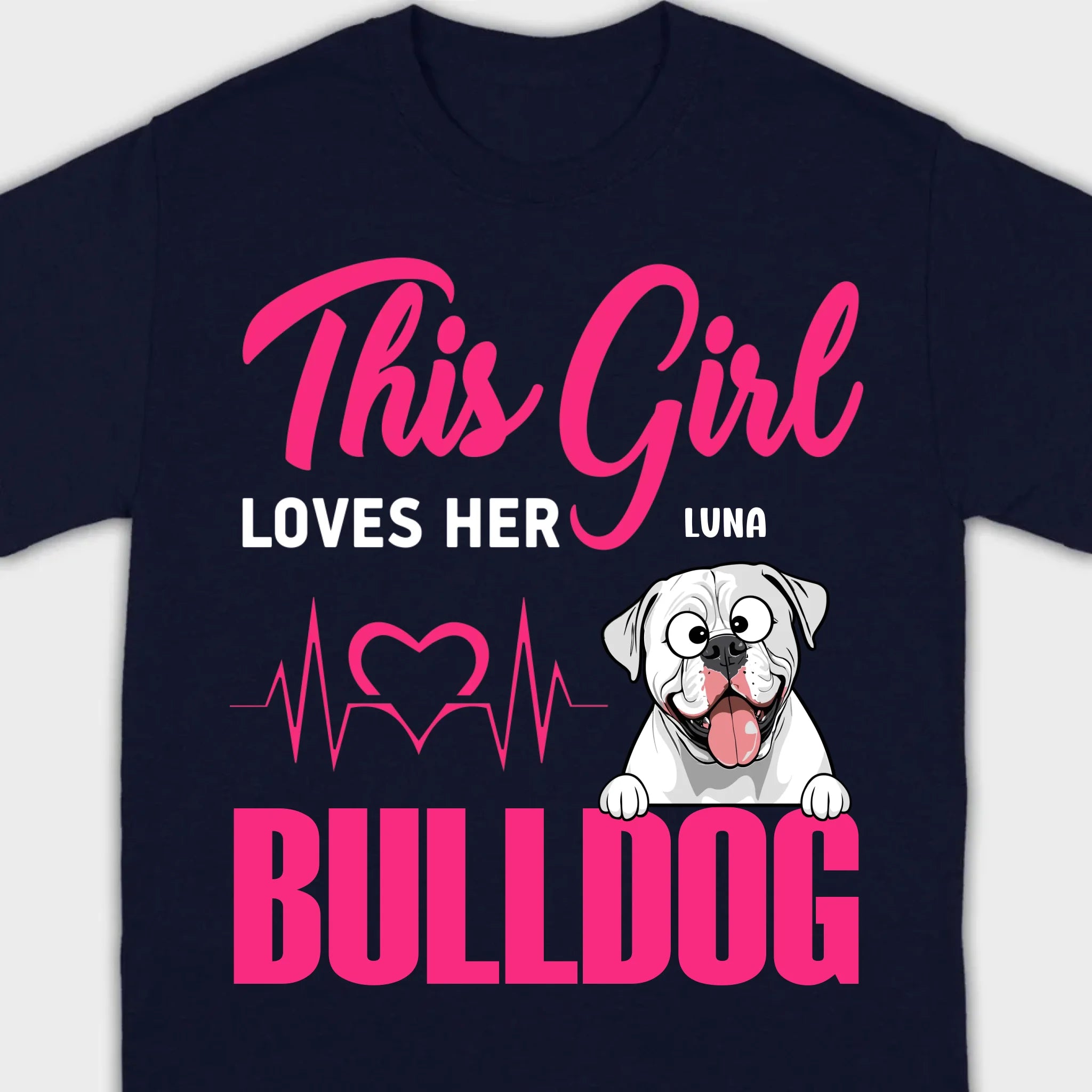 Personalized American Bulldog Basic Tee - Custom Pet Name T-Shirts 
