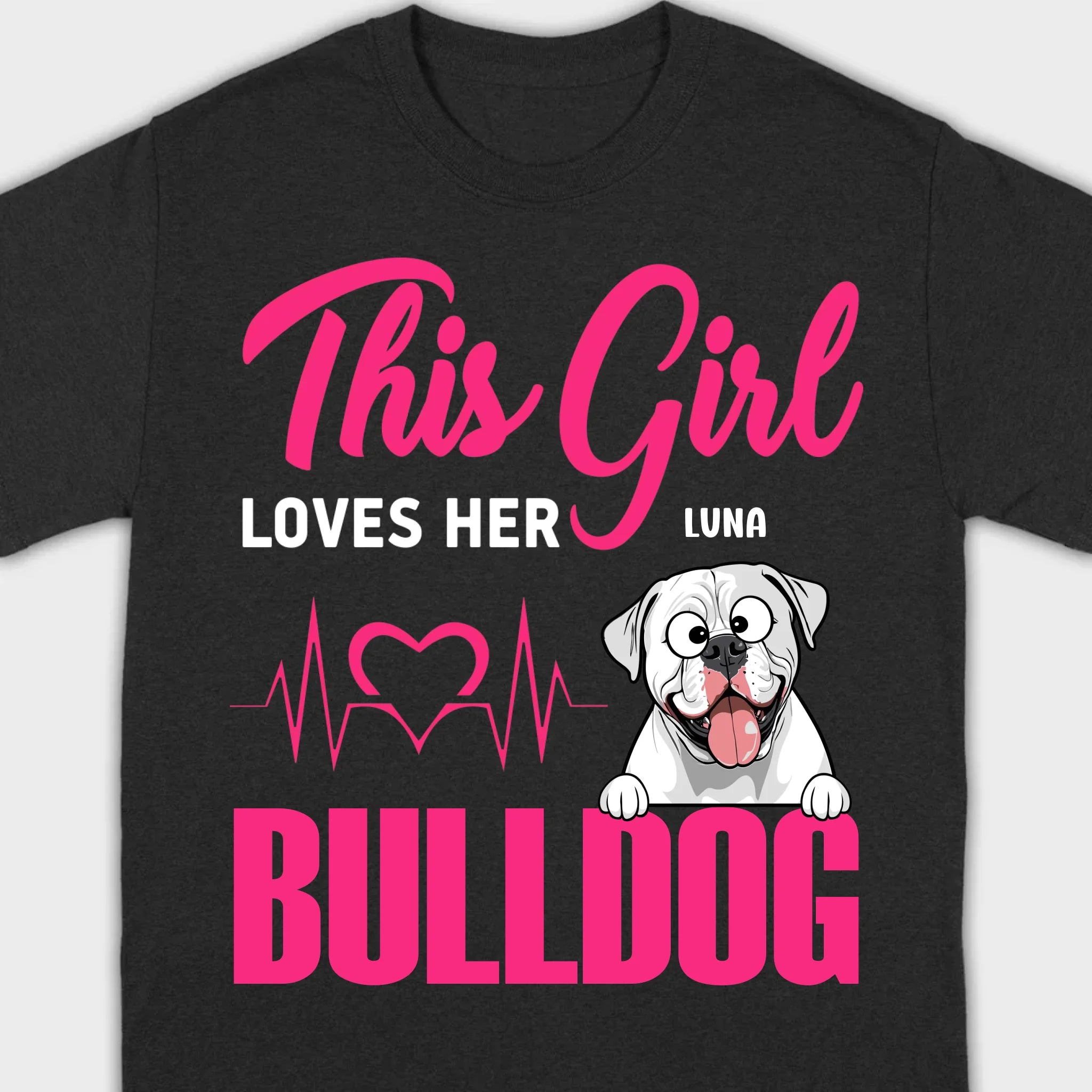 Personalized American Bulldog Basic Tee - Custom Pet Name T-Shirts 